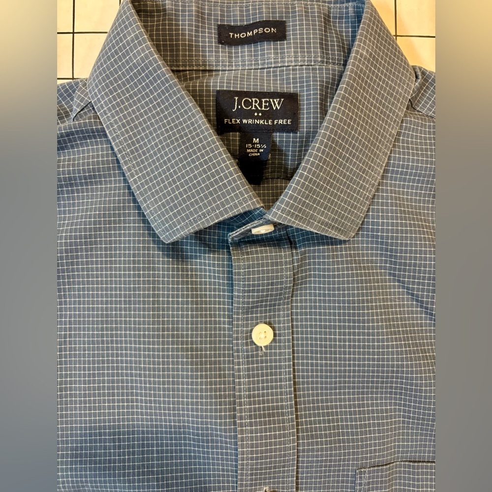 J. Crew Men’s Size Medium (15-15.5) Navy Thompson Flex Wrinkle Free Dress Shirt